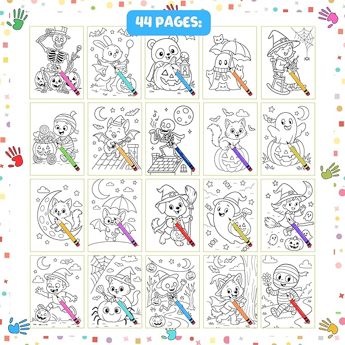 Spooky Cute Fall Coloring Book for Toddlers Ages 3+ – Small Size Halloween Coloring Pages with Pumpkins, Ghosts, and Bats – First Coloring Book with Thick 199 GSM Paper – Spiral Bound, 5.5x8.5 in