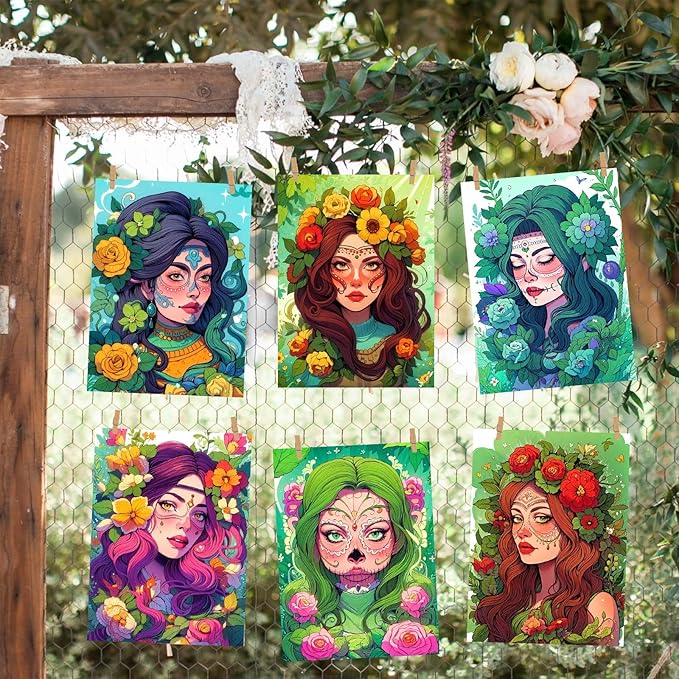 Sugar Skull Coloring Book for Adult Women Relaxation, Spiral Bound, Printed Single-Sided, Adult Coloring Book for Women with 24 Pages Arts and Crafts Sugar Skull Mindfulness Gift