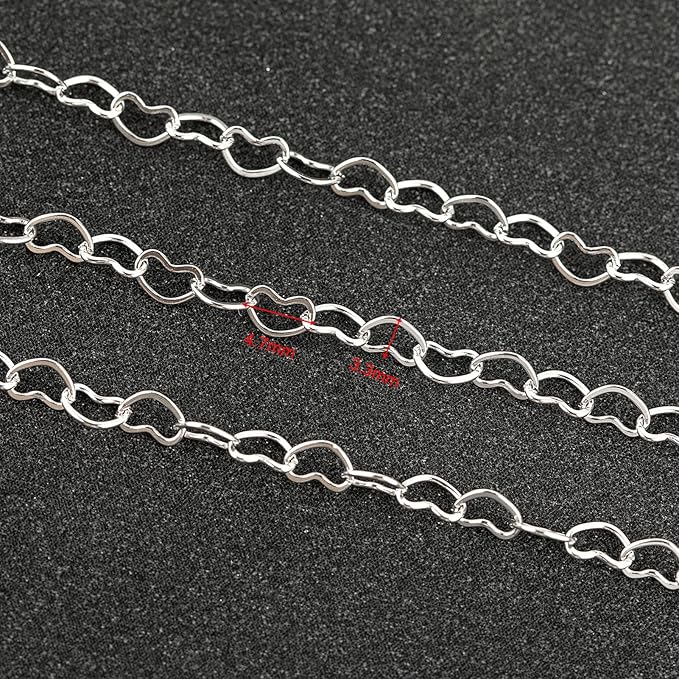 UMAOKANG 16.4 Feet Heart Chain for Jewelry Making Stainless Steel Heart Link Chains Bulk with Jump Rings and Lobster Clasps