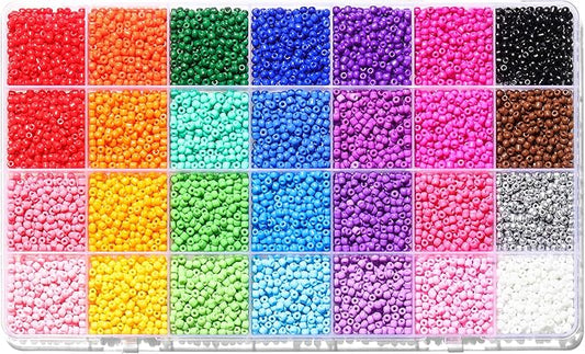 28 Colors 3mm Seed Beads, 7200PCS Glass Seed Beads Kit for Jewelry Making, Craft and Bracelet Making