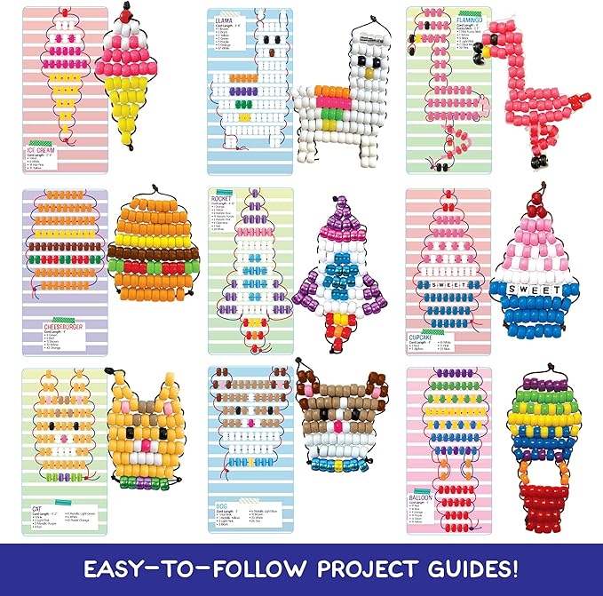 made by me ultimate bead pets by horizon group usa, bead pets crafts for kids, includes over 1400 beads, cording, keychains & carabiner clips, design templates, storage cases & more