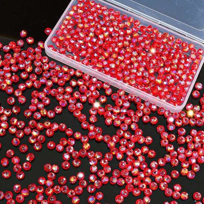 laopottbeads 500pcs 6mm crystal glass beads for jewelry making beads for bracelets necklace pendants making supplies(red)