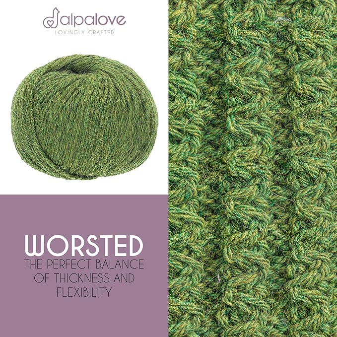 Worsted Set (6 x 1.75 oz) Super Soft Baby Alpaca Knitting Yarn Middle Green 656 Yards