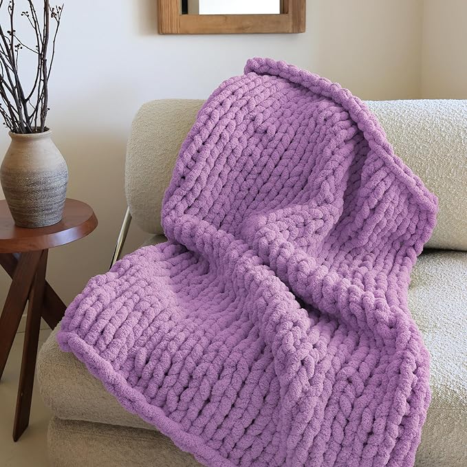 Jumbo Chenille Chunky Yarn for Crocheting - Super Bulky Fluffy Chunky Yarn for Hand Knitting - Extra Thick Soft Blanket Big Yarns 8 Jumbo Pack (27yds,8 oz Each Skein) Dark Purple