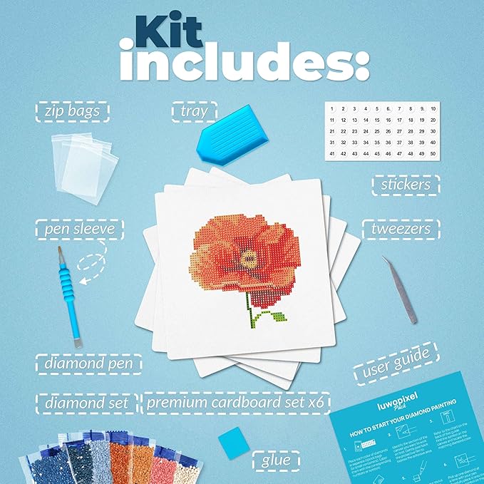 LuwoArte 16 Pack Diamond Painting Kits for Adults – Flower Garden-Themed Diamond Art Kits – Full Drill DIY Paint Gem Art for Adults – 5D Diamond Painting Kit – Relaxing Craft for Home Wall Décor
