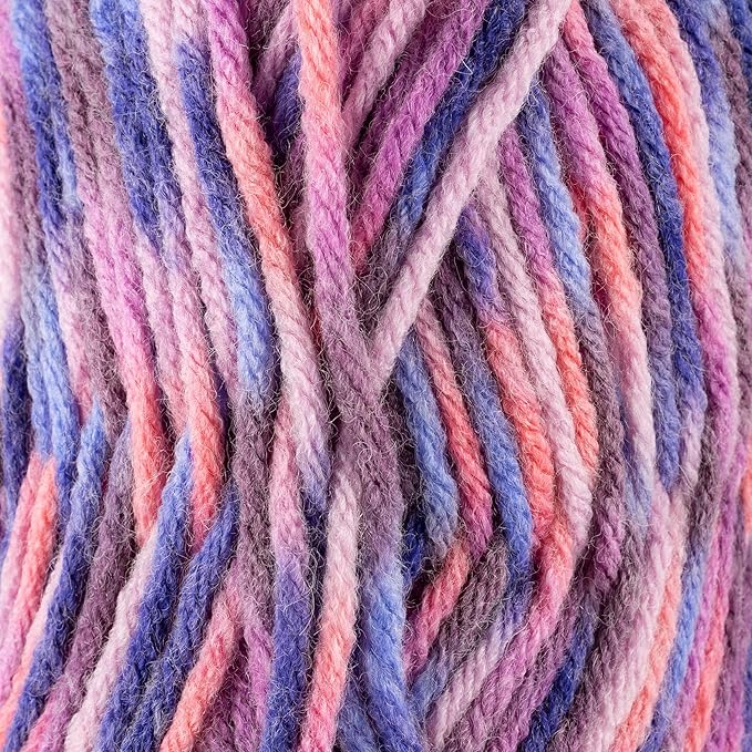 3 Skeins of Sensy Roving Multi Color Yarn, 3.5 oz, 132 Yards, Gauge 5 Bulky (Purple Sky)