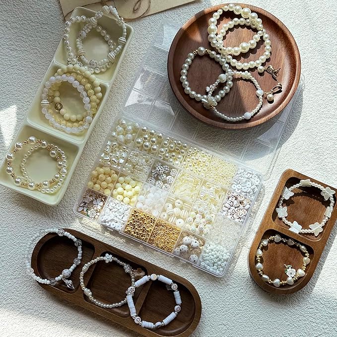 1900PCS Pearl Beads for Bracelets, Beige Acrylic Round Beads for Jewelry Making Gold Spacer Bead Pumpkin Heart Flower Bow Buterfly Bead Flower Charms for DIY Crafts