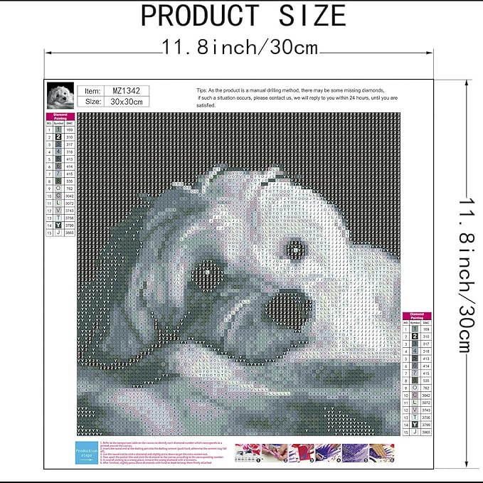 mrpwnle Dog Diamond Art Kits for Adults, White Cute Dog Diamond Painting Kits for Adults, 5D Diamonds Painting Kit, DIY Full Round Drill Gem Art Crafts Kit, Home Wall Decor Gifts 11.8x11.8inch