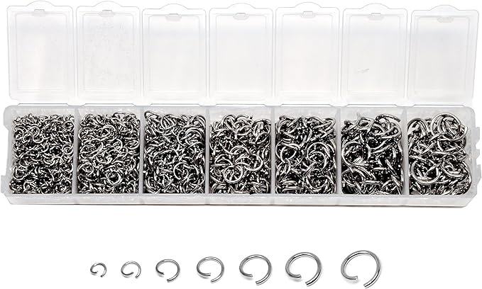 Mandala Crafts Assorted Stainless Steel Jump Rings Jewelry Findings Metal O Rings for Jewelry Making Supplies - 1410 4mm to 10mm Small Open Jump Rings Kit for Necklace Earring