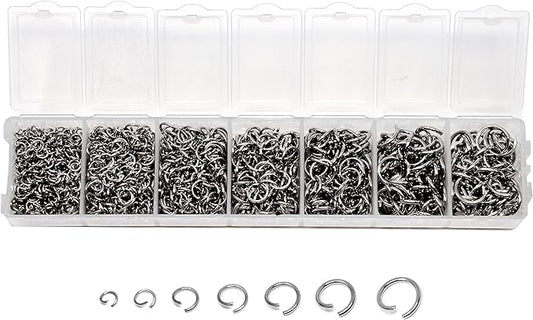 Mandala Crafts Assorted Stainless Steel Jump Rings Jewelry Findings Metal O Rings for Jewelry Making Supplies - 1410 4mm to 10mm Small Open Jump Rings Kit for Necklace Earring