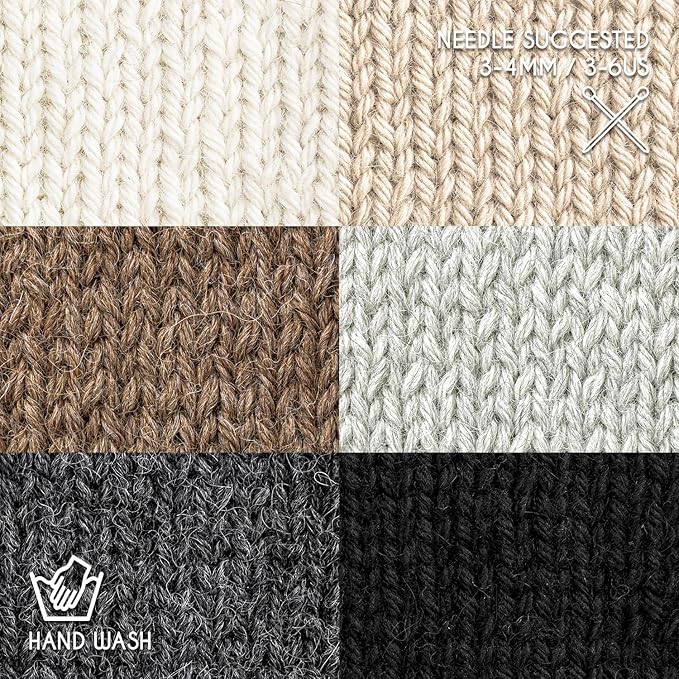 Worsted Set (6 x 1.75 oz) Super Soft Baby Alpaca Knitting Yarn Snow Leopard 656 Yards
