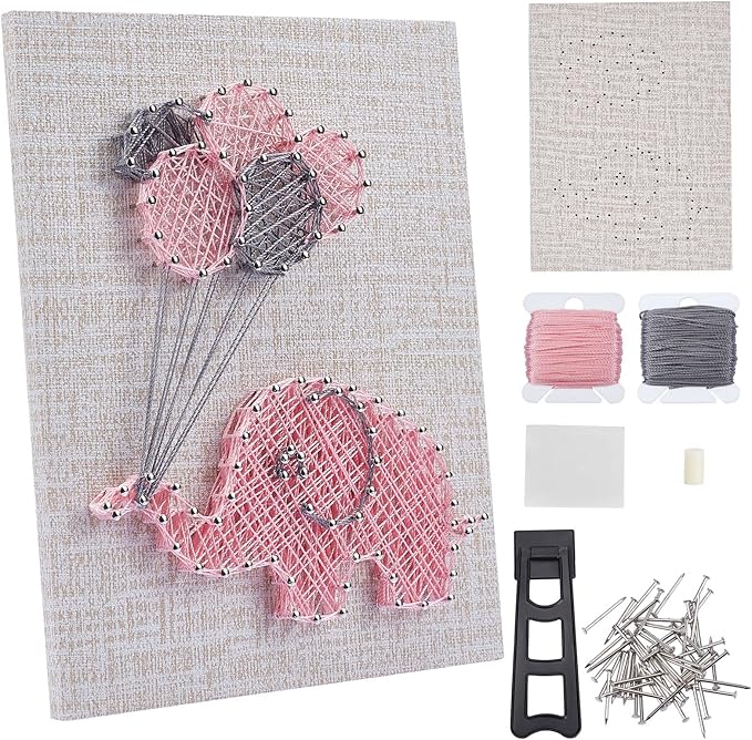 WEBEEDY DIY 3D String Art Kit for Adults Beginners, Elephant Craft Kit, Include All Necessary Accessories and Frame, Christmas Home Wall Decorations Unique Gift