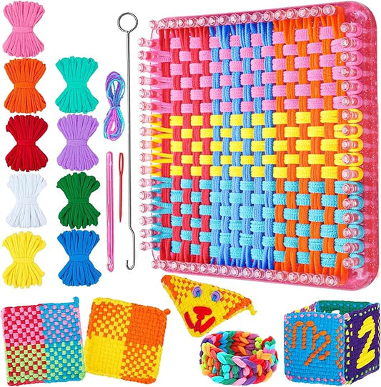 REENLIV Upgraded Weaving Loom Kit Toys for Kids & Adults, DIY Arts & Crafts, Easy Potholder Loom Knitting Activity for Beginners, Ideal Gifts for Girls Ages 5 6 7 8-12 13 Years Old, 252 Craft Loops
