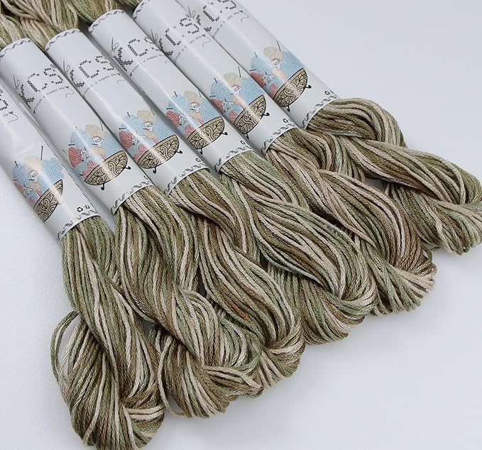 KCS Big skeins of 25 Meters Size 25 Color Variegated Cross Stitch Stranded Threads,6 skeins,4145