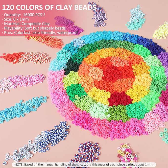 Pizooro Bracelet Making Kit 120 Colors,Friendship Bracelet Kit with Gold Silver Spacer Beads Charms Clay Beads,420pcs Letter Beads,Crafts Gift for Girls Adults