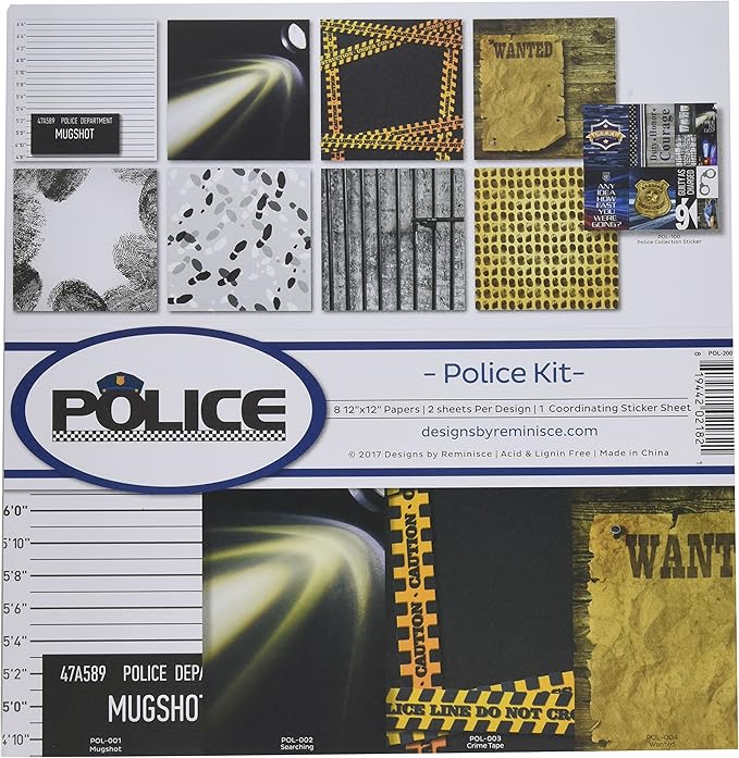 Reminisce POL-200 Police Scrapbook Collection Kit, Black, 12x12 inches