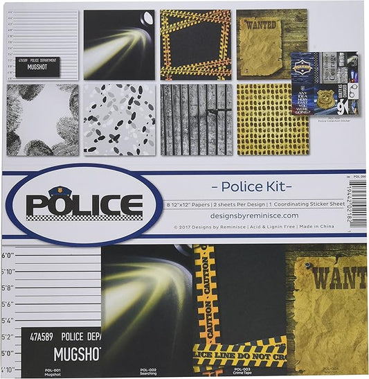 Reminisce POL-200 Police Scrapbook Collection Kit, Black, 12x12 inches