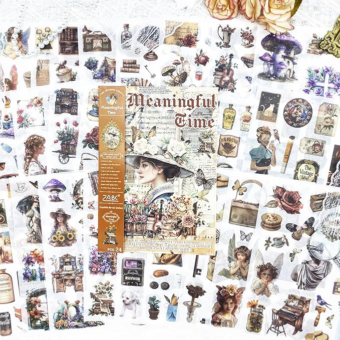 478pcs Pre-Cut Vintage Scrapbook Sticker Book for Adults and Teens, Washi Stickers for Scrapbooking Supplies,Journaling Stickers Aesthetic Ephemera for Junk Journals, DIY Crafts Arts Decorative