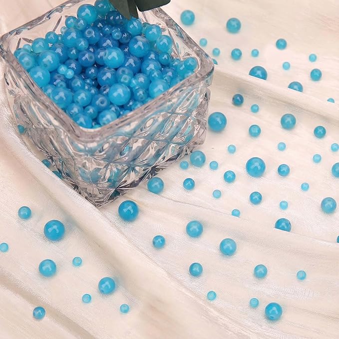 300PCs 6mm Aquamarine Jade Glass Beads Bulk, Round Smooth Hole Glass Crystal Beads for Jewelry Making, DIY Bracelets, Necklaces, Bag Charms, Keychains and Craft Projects