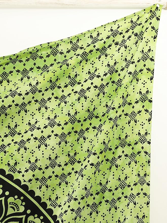 popular handicrafts queen mandala hippie tie dye psychedelic ombre tapestry wall hanging - indian maditation gypsy bohemian hippy dorm room decor green 81x88 inch