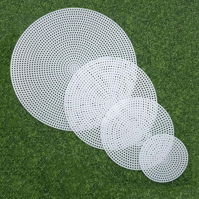 Allazone 58 PCS Mesh Plastic Canvas Sheets 5 Size Round Clear Plastic Canvas for DIY Crafts Embroidery Cross Stitch, Acrylic Yarn Crafting, Knit and Crochet Projects