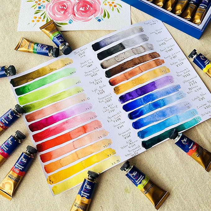 Watercolor Paint Set 24 Colors 15ml Tubes, High-Pigment Watercolors, Smooth Blending & Transparency, Portable & Leakproof, Beginner-Friendly, Non-Toxic