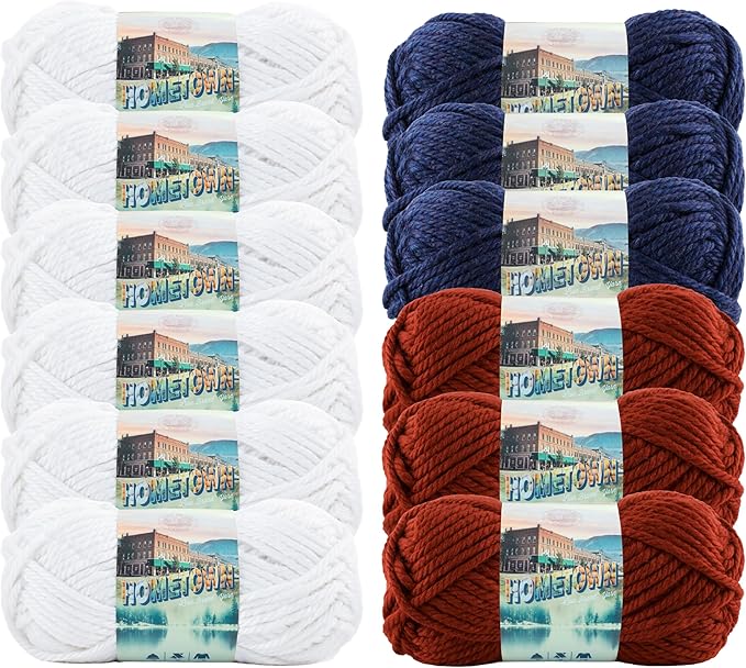 Lion Brand Yarn, Hometown Super Bulky Yarn, Americana Pack, 12 Skeins