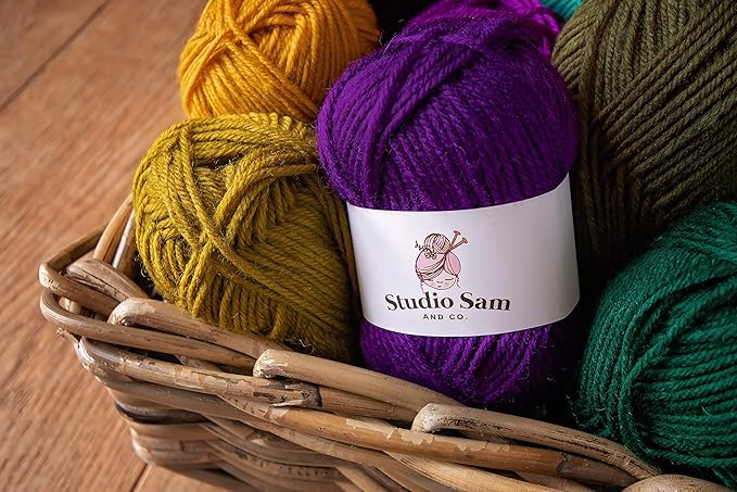 Studio Sam Acrylic Yarn Set. Ten Large 50g Skeins. Total 1030 Yards. for All Knitting, Crochet and Craft Projects. (Midnight Collection)