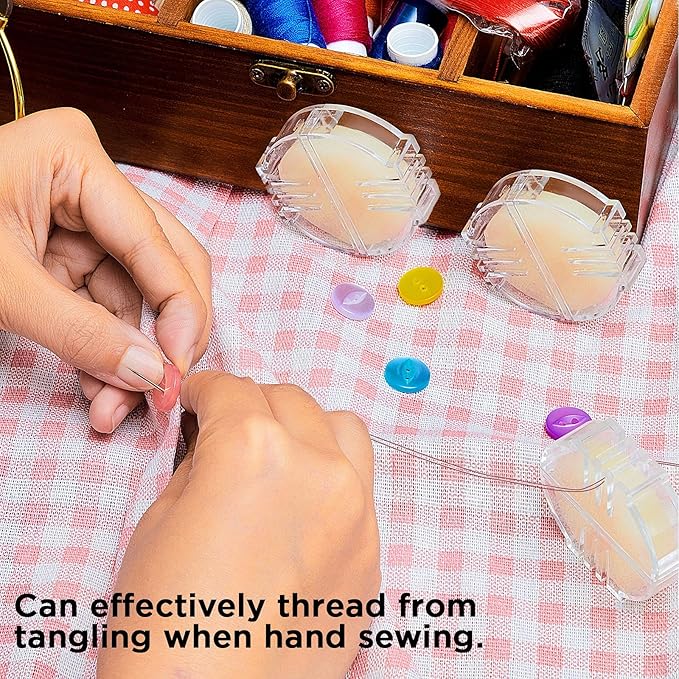 Maitys 1 Pcs Thread Wax Thread Conditioner Beeswax for Hand Sewing Embroidery Beeswax Floss Conditioner for Quilting Sewing Strengthening Line Embroidery Wax (White,Clear Case)