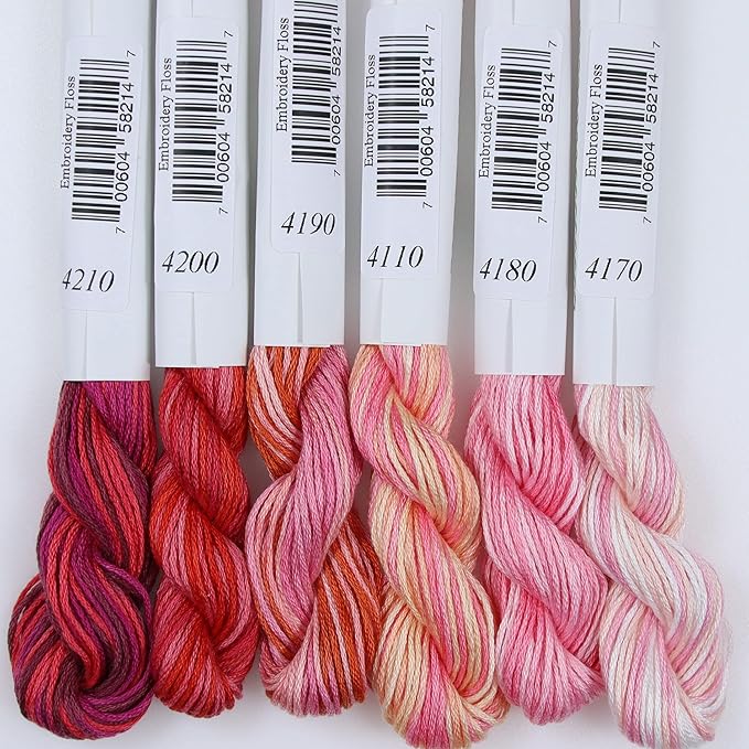 KCS Big skeins of 25 Meters Size 25 Color Variegated Cross Stitch Stranded Threads,6 skeins,11