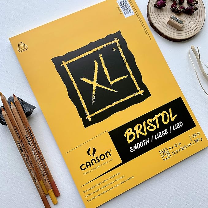 Canson XL Series Bristol Paper, Smooth, Foldover Pad, 14x17 inches, 25 Sheets (100lb/260g) - Artist Paper for Adults and Students - Markers, Pen and Ink