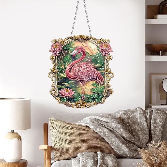 Pavemlo Hanging Diamond Art Kits for Adults Bird – 8x8 Inch Double-Sided Acrylic Board DIY Crystal Diamond Suncatcher Pendant, Sparkling Home Wall or Window Decoration Handmade Gift