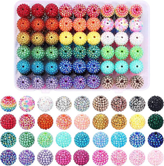 108pcs 20mm Rhinestone Beads for Pens, 36 Colors DIY Round Crystal DIY Disco Ball Resin Rhinestone Chunky Spacer Beads, Jewelry Making, Bracelets, Necklace