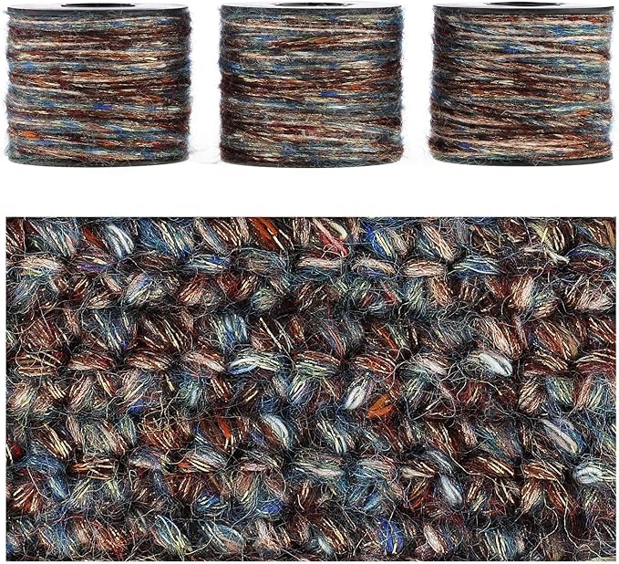 Sparkle Yarn, Glitter Yarn for Knitting Crocheting Crafts DIY, Set of 3 Rolls (Bronze Nebula)