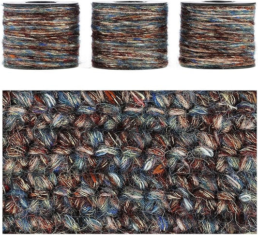 Sparkle Yarn, Glitter Yarn for Knitting Crocheting Crafts DIY, Set of 3 Rolls (Bronze Nebula)