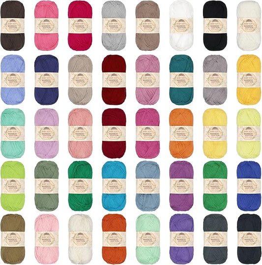 JubileeYarn Baby Soft Rayon Derived From Bamboo Cotton Yarn - 50g/Skein - Variety Pack - 8 Skeins