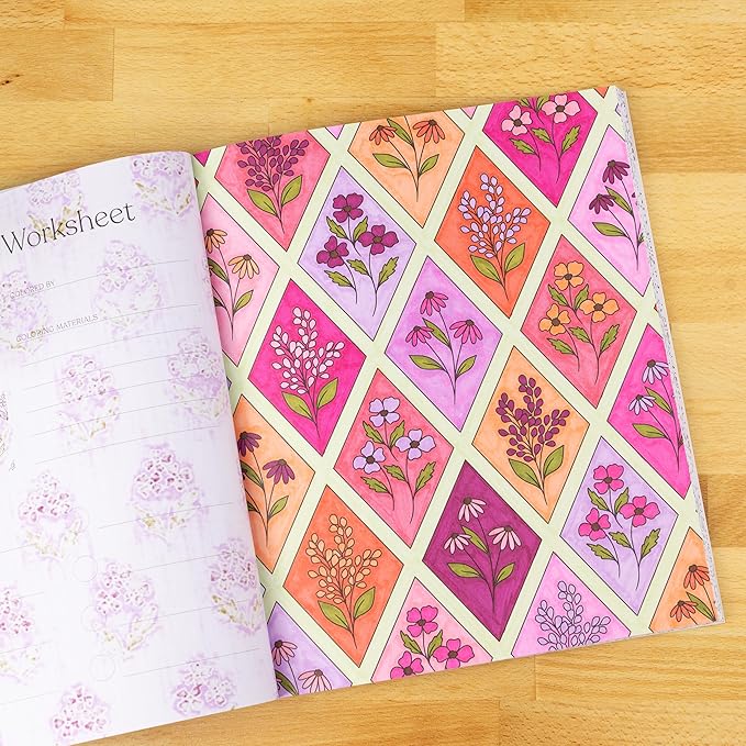 Elyse Breanne Design, Wallflowers Coloring Book, 40 Unique Vintage Style Coloring Pages, 8.5x10 inches