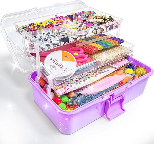 LINAYE 3000PCS Arts and Crafts Supplies Kit for Kids, All in One DIY Craft Box Kits, Craft Supplies Set Include Pompoms, Pipe Cleaners for Kids Ages 4-6 6-8 Birthday Gifts for Boys Girls