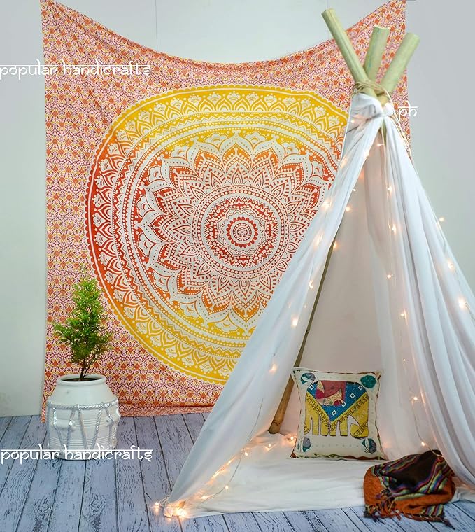 popular handicrafts king size fire ombre hippie mandala bohemian psychedelic tapestry wall hangings wallart ethnic dorm decor indian bedspread magical thinking tapestries 90 x 108 inch