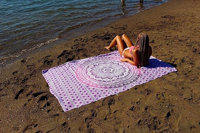 popular handicrafts tapestry wall hanging hippie mandala bohemian hippy intricate indian tapestries bedspread 54 x60 inches (140cm x 150cm) pink purple ombre