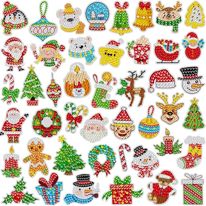 Labeol Diamond Art Kits for Kids Boys and Girls Ages 6-8-10-12 Easy to DIY Creative Diamond Art Sticker Craft by Numbers Kits for Kids and Adult Beginners (Christmas)