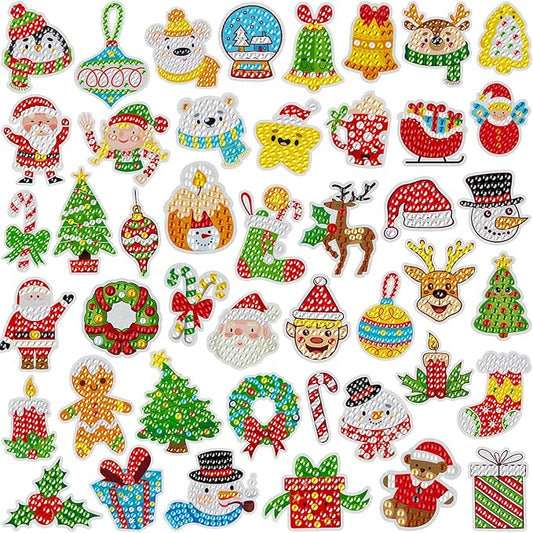 Labeol Diamond Art Kits for Kids Boys and Girls Ages 6-8-10-12 Easy to DIY Creative Diamond Art Sticker Craft by Numbers Kits for Kids and Adult Beginners (Christmas)