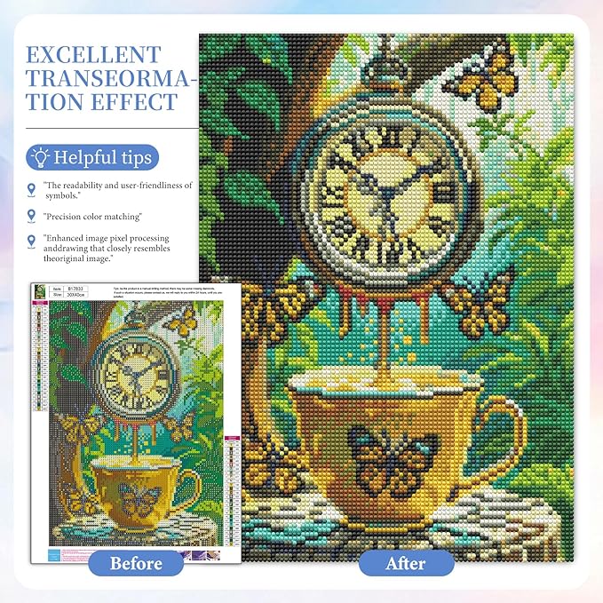 Camocin Diamond Art Kits for Adults Coffee, 5D Butterfly Diamond Painting Kits for Adults Beginners, DIY Landscape Full Round Dots Drill Gem Art Kit for Gift Home Wall Decor 12 x 16 Inch