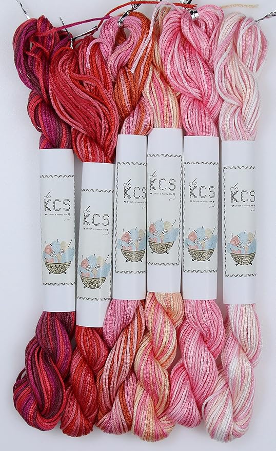 KCS Big skeins of 25 Meters Size 25 Color Variegated Cross Stitch Stranded Threads,6 skeins,11