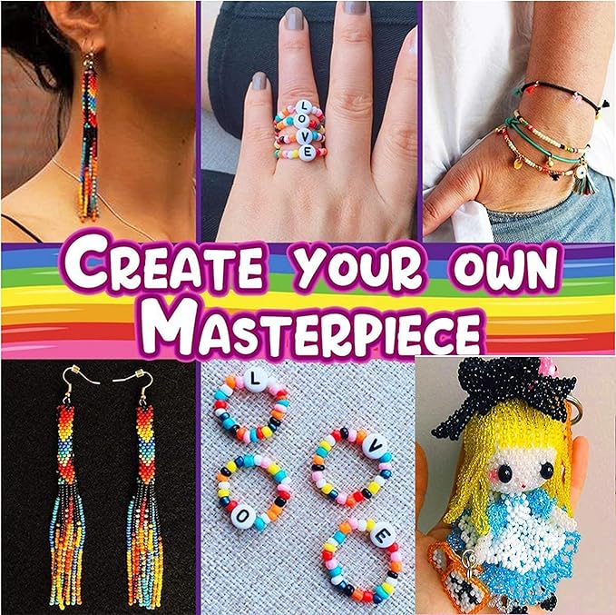 YITOHOP 36000+pcs 2mm 48 Colors Glass Seed Beads for Bracelet Jewelry Making Kit, Beads Assortments Kit for Adults Girls Small Beads for Necklace Ring Making | Top Best Birthday Gifts