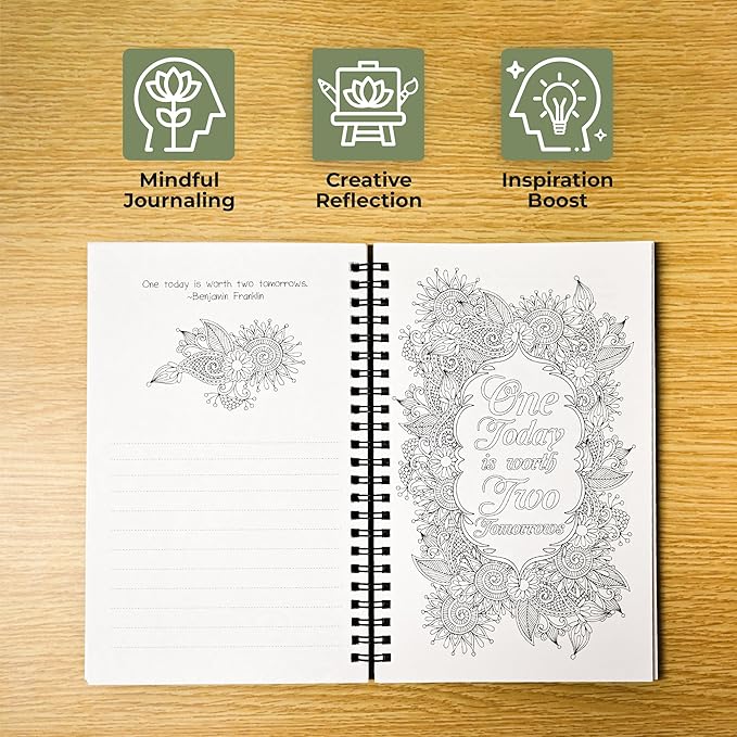 LILADORA Paisleys and Swirls 2-in-1 Adult Coloring Book & Journal for Women | 55 Pages Floral & Mandala Designs | Easter Basket Stuffers | Stress Relief Gifts | Adult Coloring for Relaxation