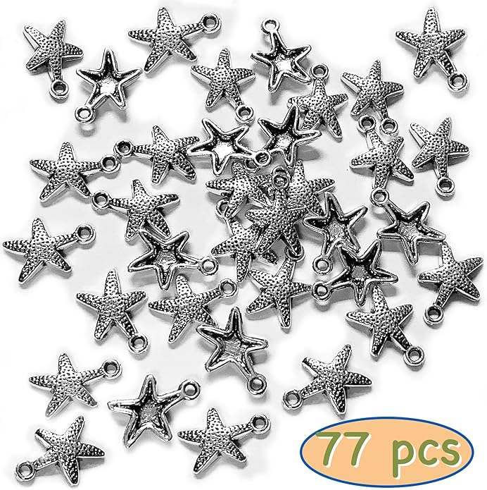 Heather's cf Silver Sea Charms – Antique Pendants, Non-Tarnish, Lead-Free & Nickel-Free, Bulk Ocean Animal Charms for DIY Jewelry, Bracelets, Necklaces, Earrings, Beach Craft Supplies (Sea Animals)