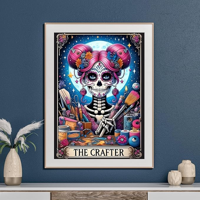 DIY Skull Diamond Art Kits for Adults, 5D Skeleton Diamond Painting for Beginners, Diamond Dot, Small Gem Painting, Full Drill Dimond Art Paintings Kit, Crafts for Adults, Home Wall Decor (12x16inch)