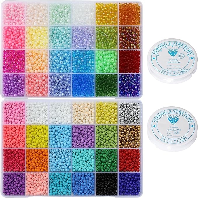 Size 4mm Seed Beads About 8000pcs 48 Colors 6/0 Glass Seed Beads for Making Jewelry Bracelet Necklace