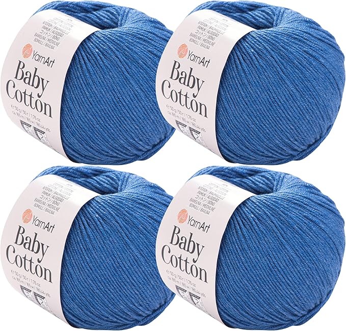 YarnArt Baby Cotton Yarn 4-Pack – Soft Knitting Yarn for Baby & Summer, 50% Cotton 50% Acrylic, 1.76 Oz Each, 180.44 Yds/Skein – Ideal for Amigurumi & Crochet Projects (447)